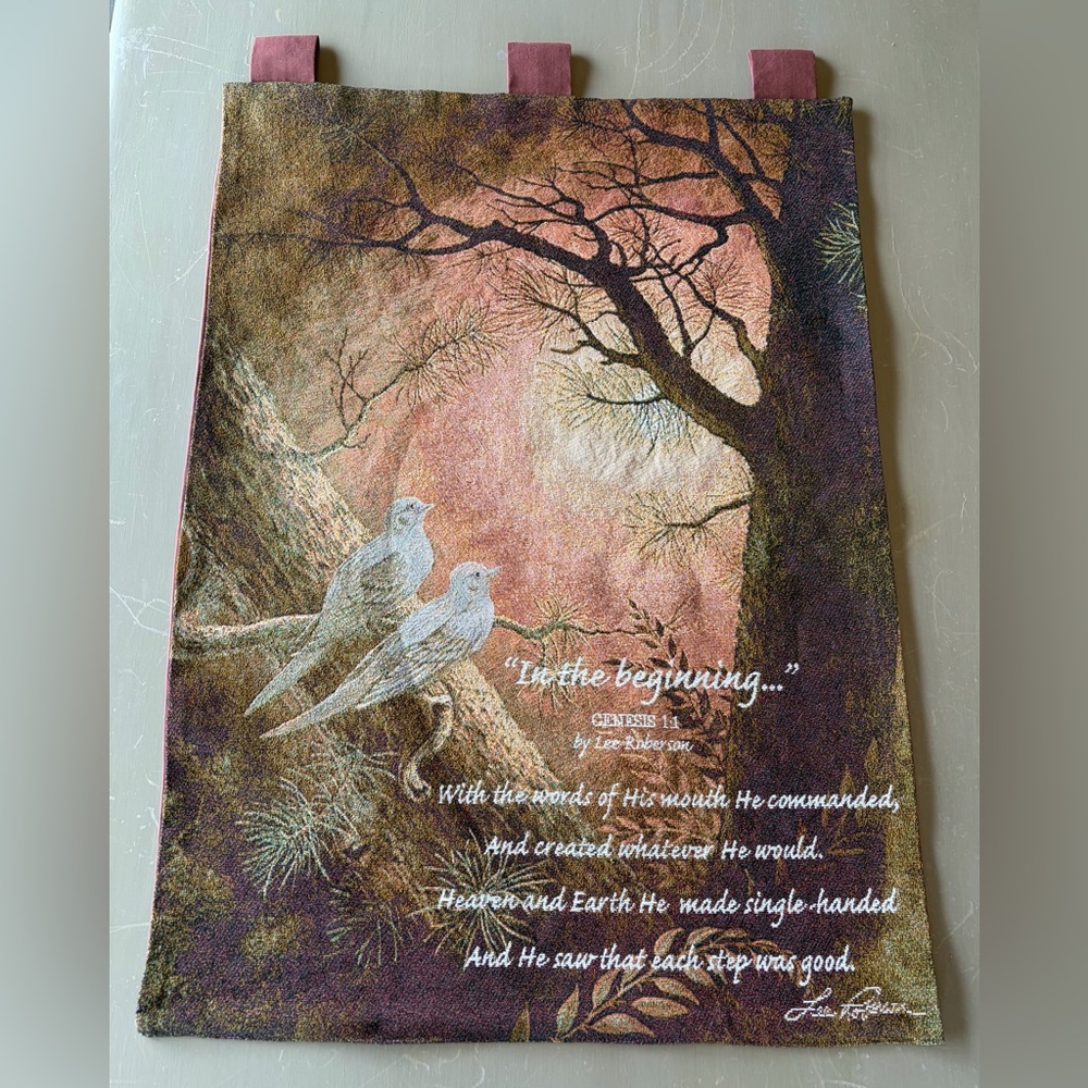Lee Roberson Wall Hanging Tapestry In The Beginning Gensis 1:1 Doves Cotton Back